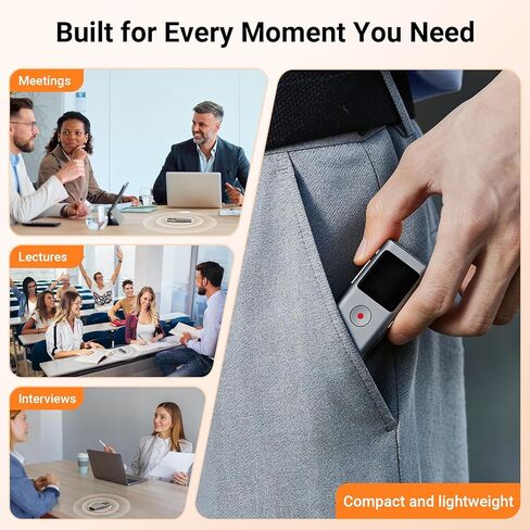 AI Digital Voice Recorder with Transcribe & Summarize, AI Note Taker for Meeting & Lectures, Voice Activated Recorder with Playback, Supports 90+ Languages Recording Device, Portable Tape Recorder in Kuwait