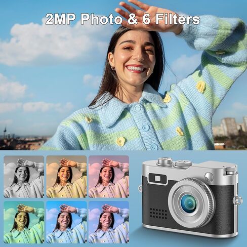 Mini Keychain Camera, 1080P Full HD Retro Digital Camera, Compact & Portable Pocket-Sized Video Recorder with 16GB Memory Card & OTG Adapter for Travel, Study and Daily Recording in Kuwait