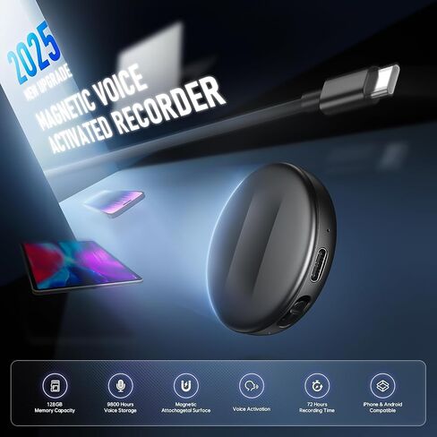 128GB Magnetic Voice Activated Recorder - Digital Voice Recorder with DSP 5.0 Triple AI-Intelligent Noise Cancellation, 9800Hrs Dictaphone with Playback for Lecture Meeting, Recording Device, MP3 in Kuwait