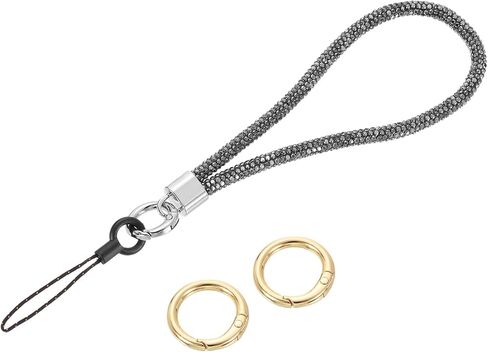 حبل معصم من uxcell Bling، حزام سلسلة مفاتيح من حجر الراين مقاس 5.3 بوصة لمقبض الهاتف المحمول وإكسسوارات محفظة وديكور، أرجواني in Kuwait