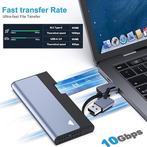 M.2 NVME SSD Enclosure, 10 Gbps USB Type-C/Type-A to NVME PCI-E M-Key/(B+M) Key Solid State Drive Enclosure Support UASP Trim in Kuwait