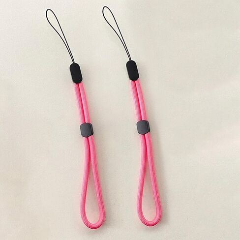 2 Pcs Solid Color Short Mobile Phone Lanyard, Adjustable Thick Wrist Rope, Cell Phone Strap for Women Pink in Kuwait