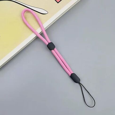 2 Pcs Solid Color Short Mobile Phone Lanyard, Adjustable Thick Wrist Rope, Cell Phone Strap for Women Pink in Kuwait