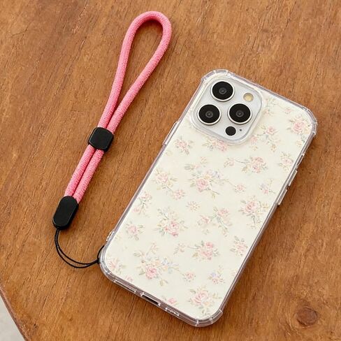 2 Pcs Solid Color Short Mobile Phone Lanyard, Adjustable Thick Wrist Rope, Cell Phone Strap for Women Pink in Kuwait