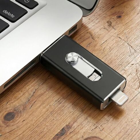 محرك أقراص فلاش لجهاز iPhone سعة 64 جيجابايت، وحدة تخزين ذاكرة USB 4 في 1 من النوع C، عصا صور لتخزين الذاكرة الخارجية لجهاز كمبيوتر iOS Android، فضي in Kuwait
