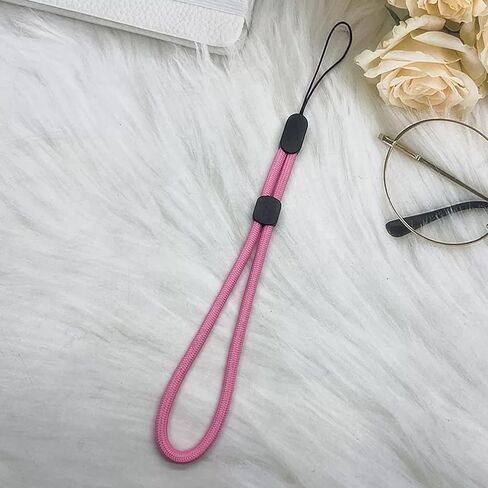 2 Pcs Solid Color Short Mobile Phone Lanyard, Adjustable Thick Wrist Rope, Cell Phone Strap for Women Pink in Kuwait