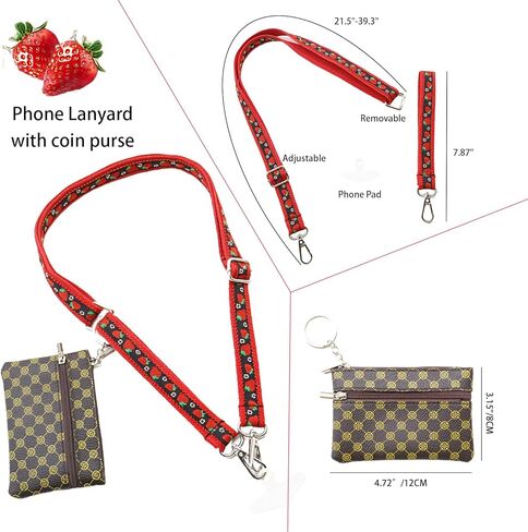 LEMEDE Clip and Go Strap for Phone with Wallet Crossbody, Phone Strap with Zippered Wallet, Adjustable Cellphone Lanyard in Kuwait