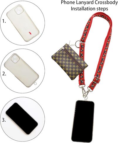 LEMEDE Clip and Go Strap for Phone with Wallet Crossbody, Phone Strap with Zippered Wallet, Adjustable Cellphone Lanyard in Kuwait