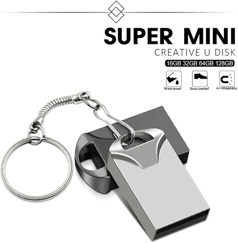 محرك فلاش USB سعة 128 جيجابايت مع محول من النوع C وحبل، محرك قلم USB 2.0 عالي السرعة، شريحة ذاكرة تخزين صغيرة للهاتف/الوسادة/الكمبيوتر الشخصي/الكمبيوتر المحمول - (أسود 128 جيجابايت) in Kuwait
