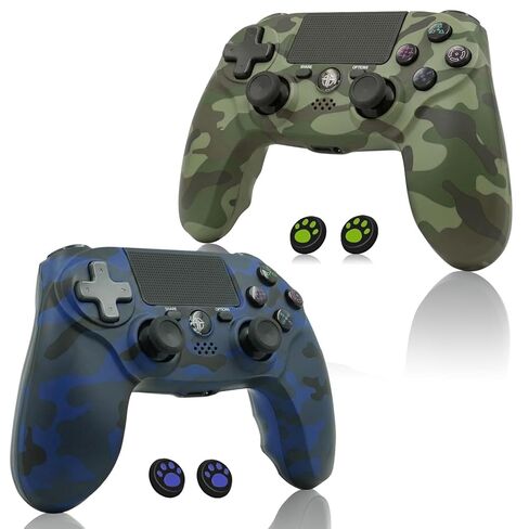 linhugame citnh 2 وحدة تحكم لاسلكية لجهاز PS4، متوافقة مع PS4/Slim/Pro/PC، مستشعر حركة مزدوج الصدمات 6 محاور، مكبر صوت مدمج ومقبس سماعة الرأس in Kuwait