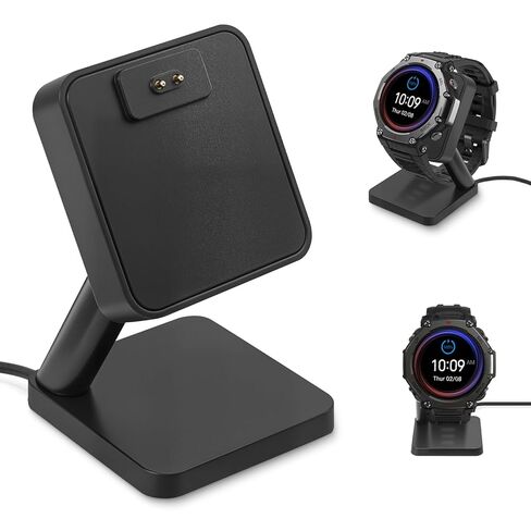 حامل شحن سطح المكتب REEYEAR متوافق مع الساعة الذكية Amazfit T-Rex 3 / T-Rex 3 Pro، استبدال قاعدة الشاحن المغناطيسي مع كابل USB بطول 3.3 قدم، قاعدة شحن مضادة للانزلاق متوافقة مع حزام هيليو in Kuwait