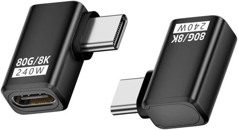 محول USB C بقدرة 240 وات 80 جيجابت في الثانية، متوافق مع Thunderbolt 5/4/3، موسع تصميم 90 درجة 8K@60 هرتز، 120 جيجابت في الثانية، للهاتف 15/16، VR، التلفزيون، الكمبيوتر المحمول، السيارة والمزيد - عبوتان (الزاوية اليمنى) in Kuwait