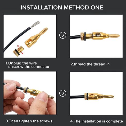 10 Pack 4mm Banana Plugs, Gold Plated Speaker Wire Connectors, Screw Type Audio Banana Plug for AV Receiver, Amplifier, 5 Red + 5 Black in Kuwait