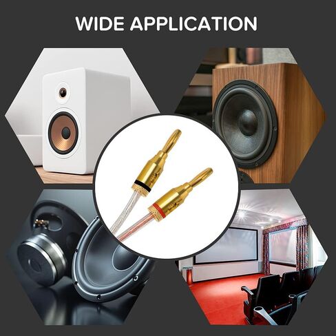 10 Pack 4mm Banana Plugs, Gold Plated Speaker Wire Connectors, Screw Type Audio Banana Plug for AV Receiver, Amplifier, 5 Red + 5 Black in Kuwait