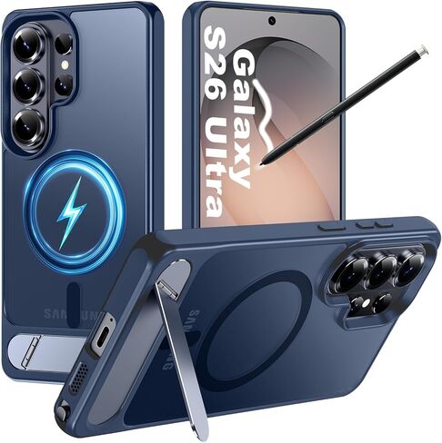 Hualele Magnetic for Samsung Galaxy S26 Ultra Case Built-in Metal Stand [Fit for MagSafe] [Military Grade Drop Protection] Shockproof Kickstand Translucent Slim Phone Cover for S26 Ultra 6.9" in Kuwait