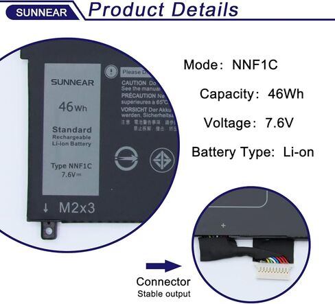 NNF1C بطارية كمبيوتر محمول لـ Dell XPS 13 2-in-1 9365 SXPS 13 9365 2-in-1 2017 XPS 13-9365-D1605TS D1805TS D2805TS D3605TS D3805TS D4605TS Series HMPFH 0NNF1C NP0V3 0HMPFH P71G P71G001 in Kuwait