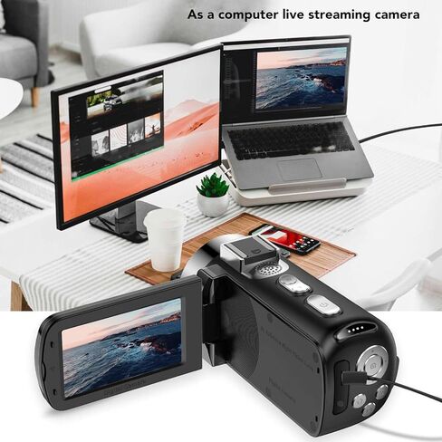 كاميرا رقمية بدقة 4K بدقة 64 ميجابكسل مع شاشة قابلة للطي وواي فاي وعدسة ماكرو وتركيز يدوي وإضاءة LED وبطارية طويلة لمنشئي المحتوى والسفر in Kuwait