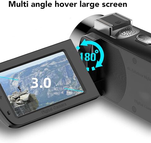 كاميرا رقمية بدقة 4K بدقة 64 ميجابكسل مع شاشة قابلة للطي وواي فاي وعدسة ماكرو وتركيز يدوي وإضاءة LED وبطارية طويلة لمنشئي المحتوى والسفر in Kuwait
