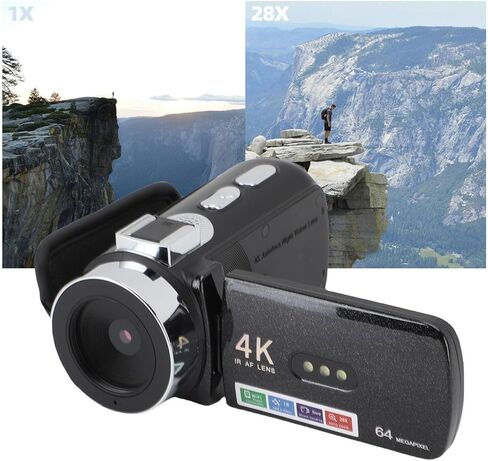 كاميرا رقمية بدقة 4K بدقة 64 ميجابكسل مع شاشة قابلة للطي وواي فاي وعدسة ماكرو وتركيز يدوي وإضاءة LED وبطارية طويلة لمنشئي المحتوى والسفر in Kuwait
