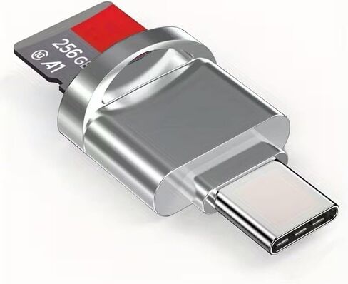 قارئ بطاقات TF وSD متعدد الوظائف - محول USB-C ومحول USB - فضي - متوافق مع أجهزة الكمبيوتر المحمولة، MacBook، Samsung Galaxy، 15 Pro Max Series in Kuwait