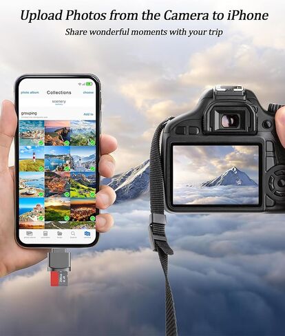 [معتمد من Apple MFi] قارئ بطاقات Lightning Micro SD لأجهزة iPhone iPad، محول قارئ بطاقات SD TF لأجهزة iPhone 14/13/12/11/XR/X/8/7 يدعم iOS 16 17، عارض قارئ بطاقات الذاكرة السريع لأجهزة iPhone iPad in Kuwait