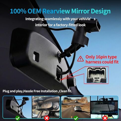 كاميرا قياس مرآة خلفية KCV 4K لسيارة Ford F150 F250 F350 (2009-2025 مع تعتيم تلقائي 16 سنًا)، كاميرا أمامية 4K + خلفية 1080 بكسل، مظهر بديل متكامل من صانع المعدات الأصلية، التوصيل والتشغيل، بطاقة مجانية سعة 64 جيجابايت in Kuwait