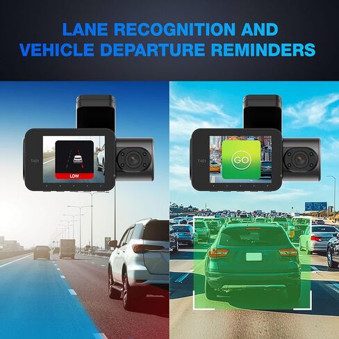 Type S T402 4K Dual View 2-Channel Dash Cam with Adaptive AI-Powered Driver Assistance and 1080p Interior Surveillance Cam in Kuwait