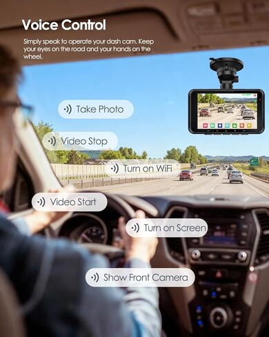كاميرا HUPEJOS 4K Dash Cam أمامية وخلفية، كاميرا سيارة مزدوجة HDR مع STARVIS 2، Dashcams مع بطاقة 64 جيجابايت، كاميرا Dash مع شاشة لمس 4 بوصات، نظام تحديد المواقع العالمي 5G WiFi مدمج، التحكم الصوتي، رؤية ليلية، وضع انتظار 24 ساعة in Kuwait