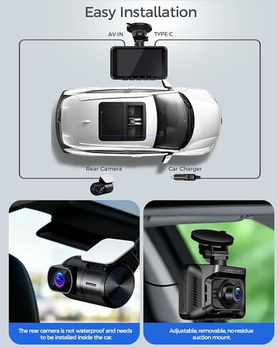 كاميرا HUPEJOS 4K Dash Cam أمامية وخلفية، كاميرا سيارة مزدوجة HDR مع STARVIS 2، Dashcams مع بطاقة 64 جيجابايت، كاميرا Dash مع شاشة لمس 4 بوصات، نظام تحديد المواقع العالمي 5G WiFi مدمج، التحكم الصوتي، رؤية ليلية، وضع انتظار 24 ساعة in Kuwait