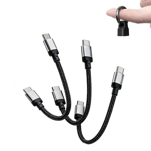 كابل USB C قصير PD 240 وات (3 حزم)، كابل USB C بطول 6 بوصة، كابل USB C مجدول من النايلون من النوع C إلى النوع C/كابلات شحن سريعة لسلسلة 1Phone17/16/15، 1Pad Pro/Air، سلسلة Samsung Galaxy، Google Pixel in Kuwait