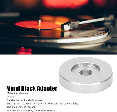 45 RPM Record Adapter, Large Hole Conversion Sheet Black Clamp 45 RPM Record Turntable Adapter for Most Big Hole Records (Silver) in Kuwait
