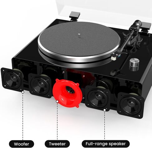 Vinyl Record Player, Turntable Player with Bluetooth, Turntable Vinyl Records Player with Hi-Fi 5 Speakers, Phono Preamp, LP Output, Elegant Piano Gloss Finish,Classic Belt-Drive Records Player in Kuwait