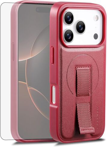 حافظة هاتف Asuwish لهاتف iPhone 17 مقاس 6.3 بوصة مع واقي شاشة مغناطيسي وحزام للمعصم وشحن لاسلكي هجين Slicone وحامل صلب i Phone17 i17 17 حافظة للنساء والرجال برتقالي in Kuwait