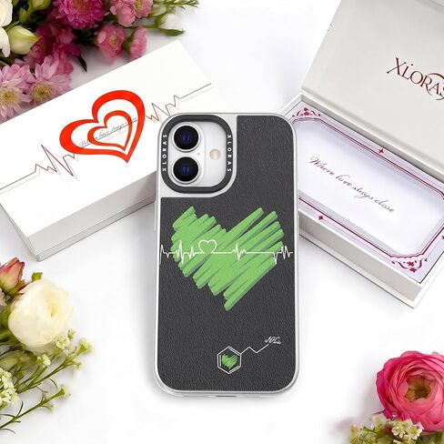 Heartbeat Design Case for iPhone 15 pro, Built-in Magnetic Ring, Full-Body TPU Shockproof Protection - Ideal Gift for Couples, BFFs, Anniversaries,Black&Blue with blackcase in Kuwait