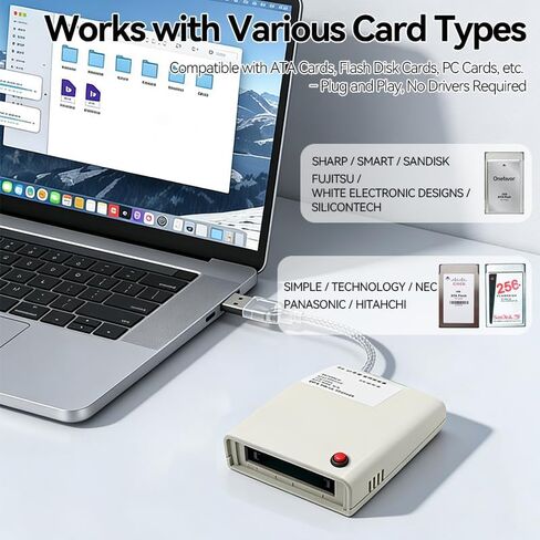 بطاقة قارئ بطاقات الذاكرة ATA PCMCIA بطاقة 68PIN - التوصيل والتشغيل، USB 2.0 يدعم 20 ميجابايت - 20 جيجا PC Card/قارئ ATA in Kuwait