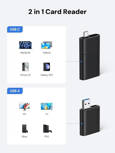 قارئ بطاقة USB 3.0 إلى محول بطاقة Micro SD، قارئ بطاقة ذاكرة 5G SD، محول USB A - C، قارئ بطاقة ثنائي الفتحة لـ UHS-I SD/Micro SD/SDHC/SDXC/MMC، يدعم OTG للتوصيل والتشغيل in Kuwait