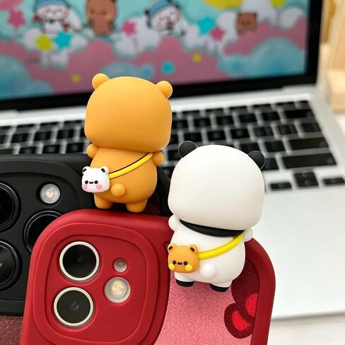 2 PCS Bubu and Dudu Bears Decorations, Cute Cartoon Statue Bear Figurine for Desktop Computer Notebook Cell Phone Office Desk Car Dashboard Decor in Saudi Arabia