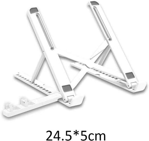 Foldable Laptop Stand with Phone Holder - 13-Level Adjustment,Thickened & Stable, Height Adjustable for Desktop,Portable Cooling Storage Stand for Computers & Tablets,Home & Office Use,White in Kuwait