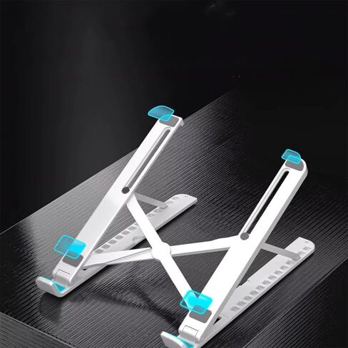 Foldable Laptop Stand with Phone Holder - 13-Level Adjustment,Thickened & Stable, Height Adjustable for Desktop,Portable Cooling Storage Stand for Computers & Tablets,Home & Office Use,White in Kuwait