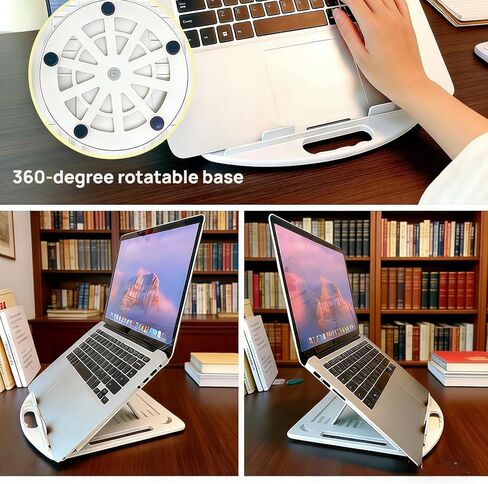 Portable Laptop Stand, Ergonomic & Foldable, Computer Stand 7 Adjustable Angles, 360° Rotating, Cooling Vent Design, Lightweight Laptop Stand for Desk, Office, Travel, Home in Kuwait