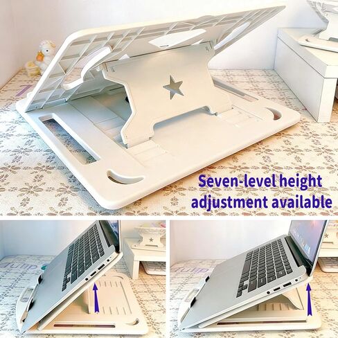 Portable Laptop Stand, Ergonomic & Foldable, Computer Stand 7 Adjustable Angles, 360° Rotating, Cooling Vent Design, Lightweight Laptop Stand for Desk, Office, Travel, Home in Kuwait