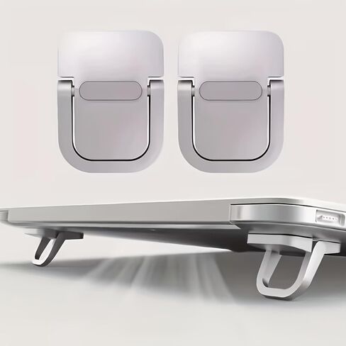 2Pcs Invisible Foldable Laptop Stand, Mini Self-Adhesive Laptop Cooling Feet, Portable Ergonomic Laptop Riser in Kuwait