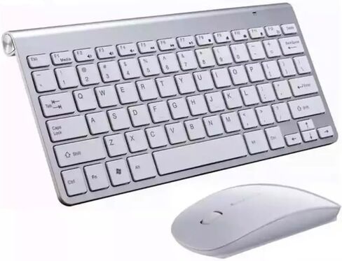 Mini Wireless Keyboard and Mouse Set Waterproof 2.4G for Mac Apple PC Computer(Silver) in Kuwait