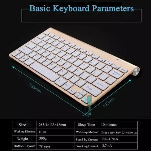 Mini Wireless Keyboard and Mouse Set Waterproof 2.4G for Mac Apple PC Computer(Silver) in Kuwait