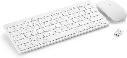 Mason West Slim Wireless Keyboard and Mouse Combo - White - for Desktop/Laptop/Windows/Mac, Simple Plug-and-Play USB Nano Receiver (Renewed) in Kuwait