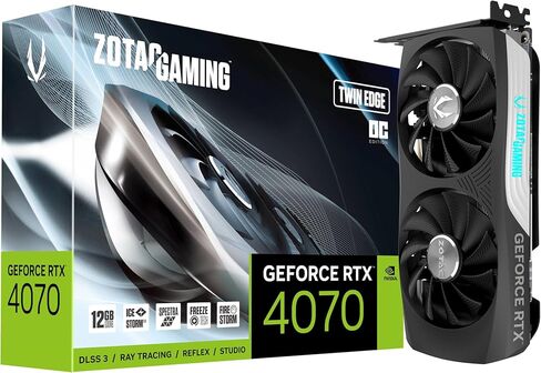 ZOTAC Gaming GeForce RTX 4070 Twin Edge OC GDDR6 DLSS 3 12GB GDDR6 192-bit 20 Gbps PCIE 4.0 Compact SFF Gaming Graphics Card, IceStorm 2.0 Advanced Cooling, Spectra RGB Lighting, ZT-D40740H-10M in Kuwait