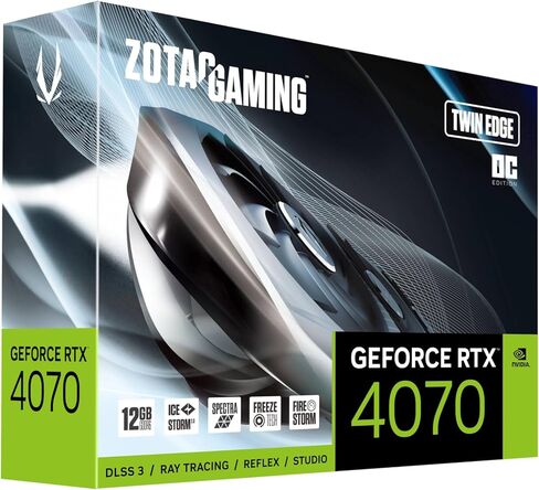ZOTAC Gaming GeForce RTX 4070 Twin Edge OC GDDR6 DLSS 3 12GB GDDR6 192-bit 20 Gbps PCIE 4.0 Compact SFF Gaming Graphics Card, IceStorm 2.0 Advanced Cooling, Spectra RGB Lighting, ZT-D40740H-10M in Kuwait