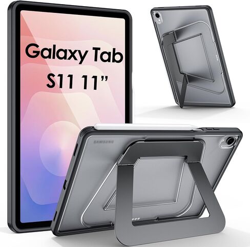 حافظة JUQITECH بمسند لهاتف Samsung Galaxy Tab S11 5G 11 بوصة 2025، حامل مزدوج فائق الثبات، مضاد للانحناء متعدد الزوايا، نحيف وخفيف الوزن وظهر صلب ورفيع وغطاء واقٍ بمقبض حافة ناعمة SM-X730 X736B in Kuwait