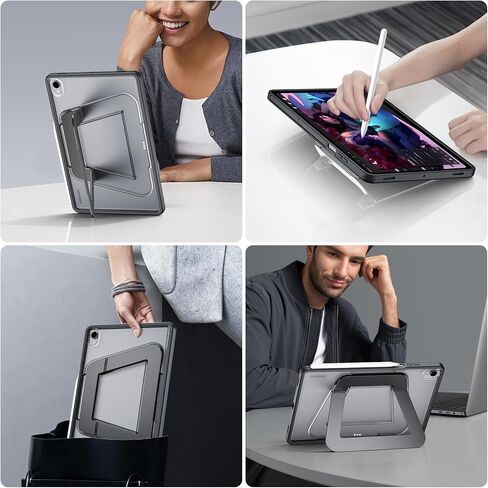 حافظة JUQITECH بمسند لهاتف Samsung Galaxy Tab S11 5G 11 بوصة 2025، حامل مزدوج فائق الثبات، مضاد للانحناء متعدد الزوايا، نحيف وخفيف الوزن وظهر صلب ورفيع وغطاء واقٍ بمقبض حافة ناعمة SM-X730 X736B in Kuwait