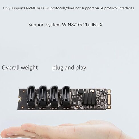 NVME إلى بطاقة التوسعة M.2 PCIE 4 Port SATA3.0 2 SATA3 وحدة تحكم مضاعف SSD محول عالية السرعة in Kuwait